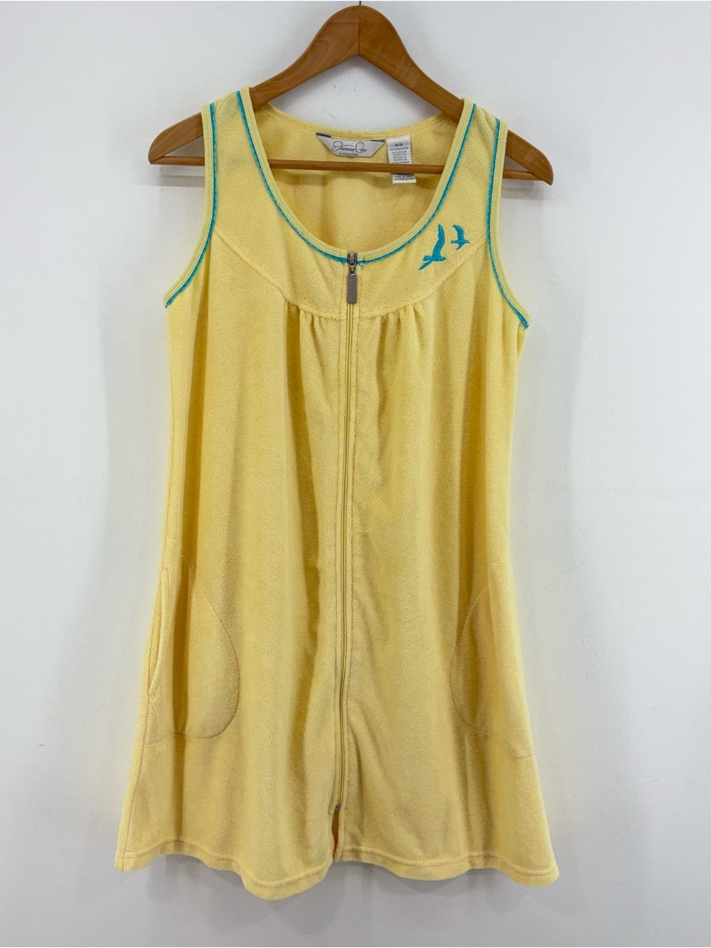 Vintage Jasmine Rose Zip Up House Coat/ Swim Cover Up with Pockets Medium